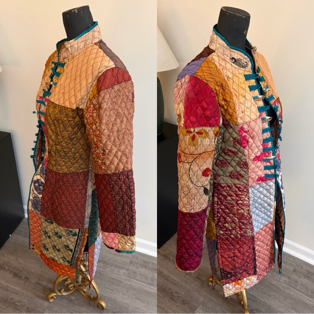 Sacred Threads Patchwork Quilted Longline Militar… - image 5